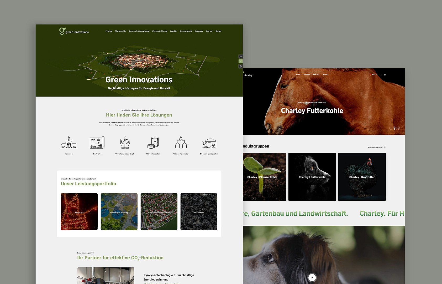 Green Innovations Website und Charley Onlineshop